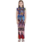 Beauty Stained Glass Castle Building Kids  Sleeveless Ruffle Edge Band Collar Chiffon One Piece