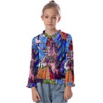 Beauty Stained Glass Castle Building Kids  Frill Detail Tee