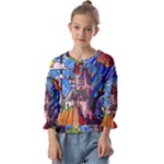 Beauty Stained Glass Castle Building Kids  Cuff Sleeve Top