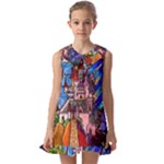 Beauty Stained Glass Castle Building Kids  Pilgrim Collar Ruffle Hem Dress