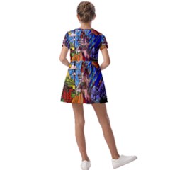 Kids  Short Sleeve Pinafore Style Dress 