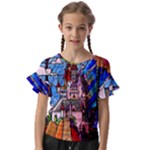 Beauty Stained Glass Castle Building Kids  Cut Out Flutter Sleeves