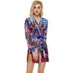 Beauty Stained Glass Castle Building Long Sleeve Satin Robe