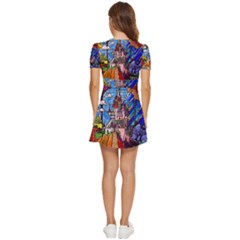 V-Neck High Waist Chiffon Mini Dress 
