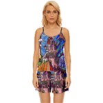 Beauty Stained Glass Castle Building Satin Pajama Short Set