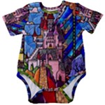 Beauty Stained Glass Castle Building Baby Short Sleeve Bodysuit