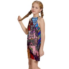 Kids  Halter Collar Waist Tie Chiffon Dress 