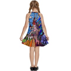 Kids  Halter Collar Waist Tie Chiffon Dress 