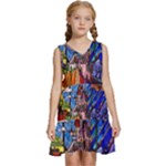 Beauty Stained Glass Castle Building Kids  Sleeveless Tiered Mini Dress