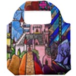 Beauty Stained Glass Castle Building Foldable Grocery Recycle Bag