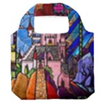 Beauty Stained Glass Castle Building Premium Foldable Grocery Recycle Bag