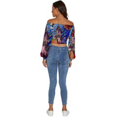Long Sleeve Crinkled Weave Crop Top 
