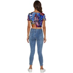Short Sleeve Square Neckline Crop Top  