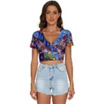 Beauty Stained Glass Castle Building V-Neck Crop Top