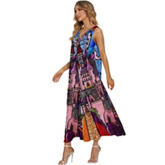 V-Neck Sleeveless Wide Leg Pants Overalls 