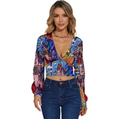 Long Sleeve Deep-V Velour Top 