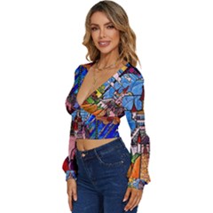 Long Sleeve Deep-V Velour Top 