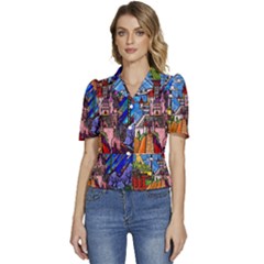 Puffed Short Sleeve Button Up Jacket 