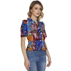 Puffed Short Sleeve Button Up Jacket 