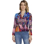Beauty Stained Glass Castle Building Women s Long Sleeve Revers Collar Cropped Jacket