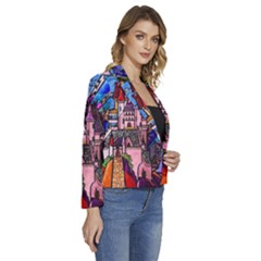 Women s Long Sleeve Revers Collar Cropped Jacket 