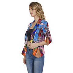 Women s 3/4 Sleeve Ruffle Edge Open Front Jacket 