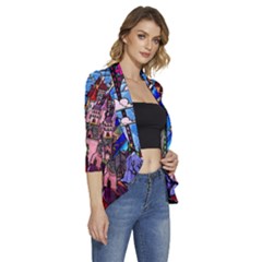 Women s 3/4 Sleeve Ruffle Edge Open Front Jacket 