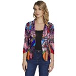 Beauty Stained Glass Castle Building Women s One-Button 3/4 Sleeve Short Jacket