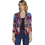 Beauty Stained Glass Castle Building Women s Casual 3/4 Sleeve Spring Jacket