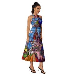 Sleeveless Cross Front Cocktail Midi Chiffon Dress 