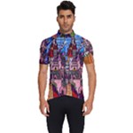 Beauty Stained Glass Castle Building Men s Short Sleeve Cycling Jersey