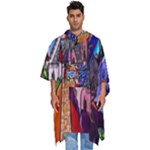 Beauty Stained Glass Castle Building Men s Hooded Rain Ponchos
