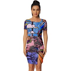 Fitted Knot Split End Bodycon Dress 