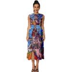 Beauty Stained Glass Castle Building Sleeveless Round Neck Midi Dress