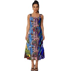 Square Neckline Tiered Midi Dress 