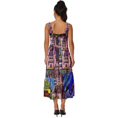 Square Neckline Tiered Midi Dress 