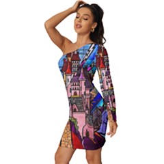 Long Sleeve One Shoulder Mini Dress 