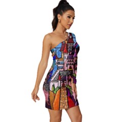 Long Sleeve One Shoulder Mini Dress 