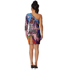 Long Sleeve One Shoulder Mini Dress 