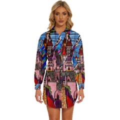 Womens Long Sleeve Shirt Dress 