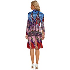 Long Sleeve Shirt Collar A-Line Dress 