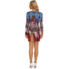 Long Sleeve Square Neck Bodycon Velvet Dress 