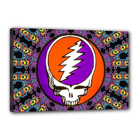 Gratefuldead Grateful Dead Pattern Canvas 18  x 12  (Stretched) from ArtsNow.com