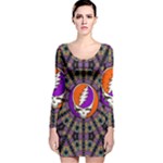 Gratefuldead Grateful Dead Pattern Long Sleeve Velvet Bodycon Dress