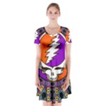 Gratefuldead Grateful Dead Pattern Short Sleeve V-neck Flare Dress