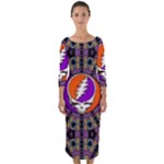 Gratefuldead Grateful Dead Pattern Quarter Sleeve Midi Bodycon Dress