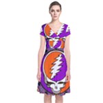Gratefuldead Grateful Dead Pattern Short Sleeve Front Wrap Dress