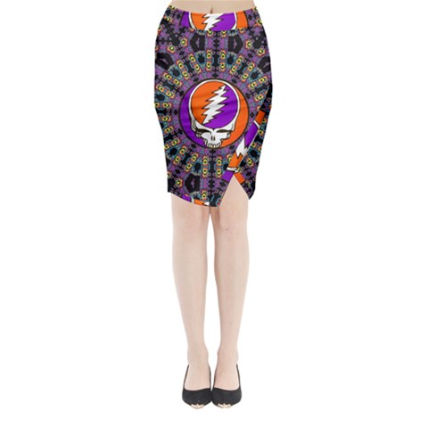 Gratefuldead Grateful Dead Pattern Midi Wrap Pencil Skirt from ArtsNow.com