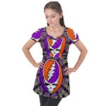 Gratefuldead Grateful Dead Pattern Puff Sleeve Tunic Top