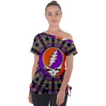 Gratefuldead Grateful Dead Pattern Off Shoulder Tie-Up Tee